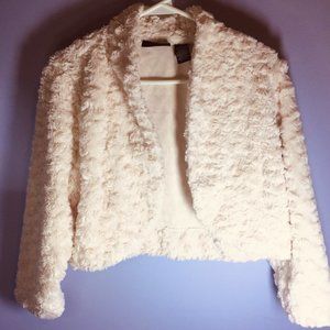 100% Polyester Light Cream Colour/Off White Faux Fur Shorty Jacket